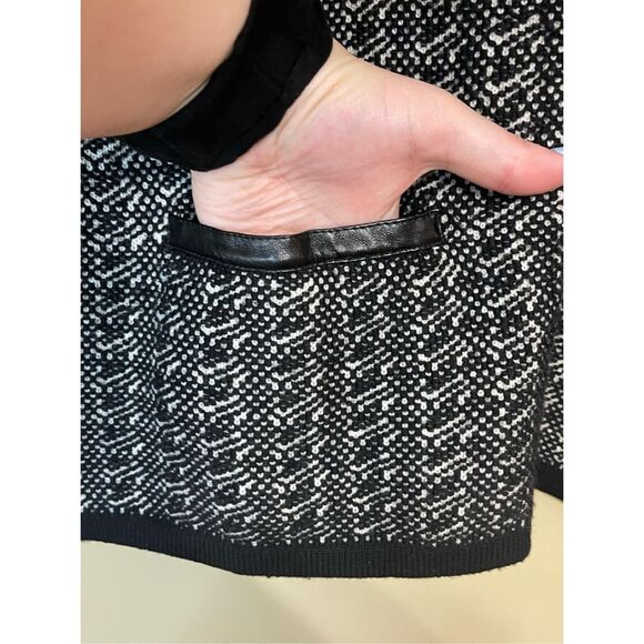 Talbots Pure Italian Merino Wool Zip Sweater Black White Petite Large - Picture 6 of 14